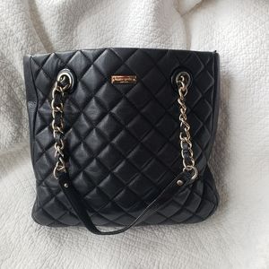 KATE SPADE EMERSON BLACK QUILTED TOTE CHAIN HANDLE